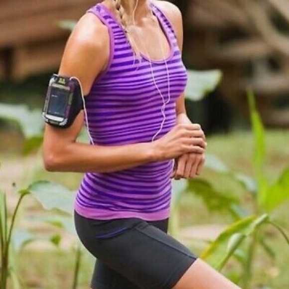 Athleta Striped Racerback Tank Top Built-in Bra - Picture 7 of 7